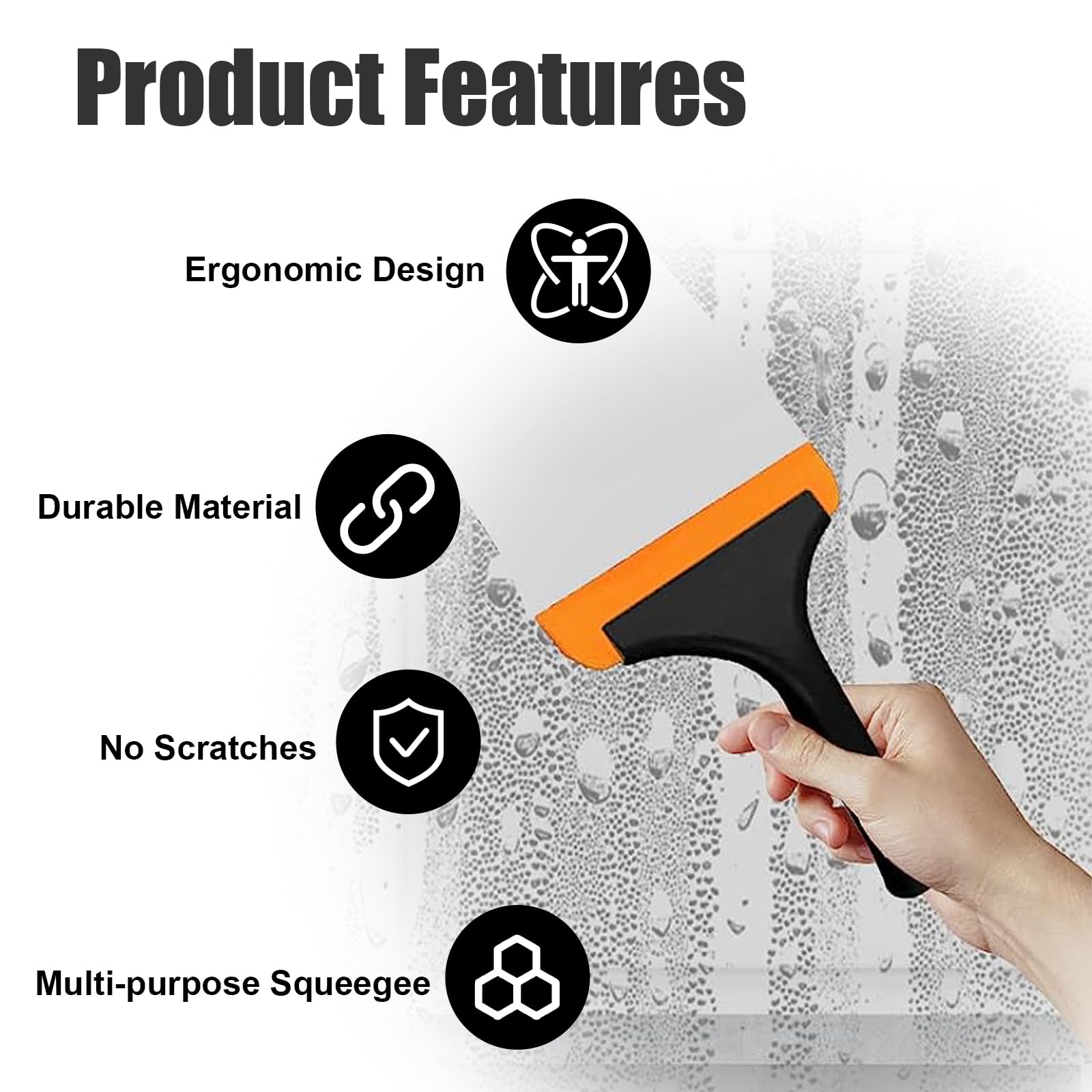 Ziciner 5.9 Inch Small Silicone Window Squeegee - Water Blade Scraper for Car Windshield, Auto Glass, Mirrors & Home Cleaning - Non-Slip Handle Multi-Purpose Cleaner (Black) - Perfect for Rainy Days, Car Wash & Household Window Cleaning