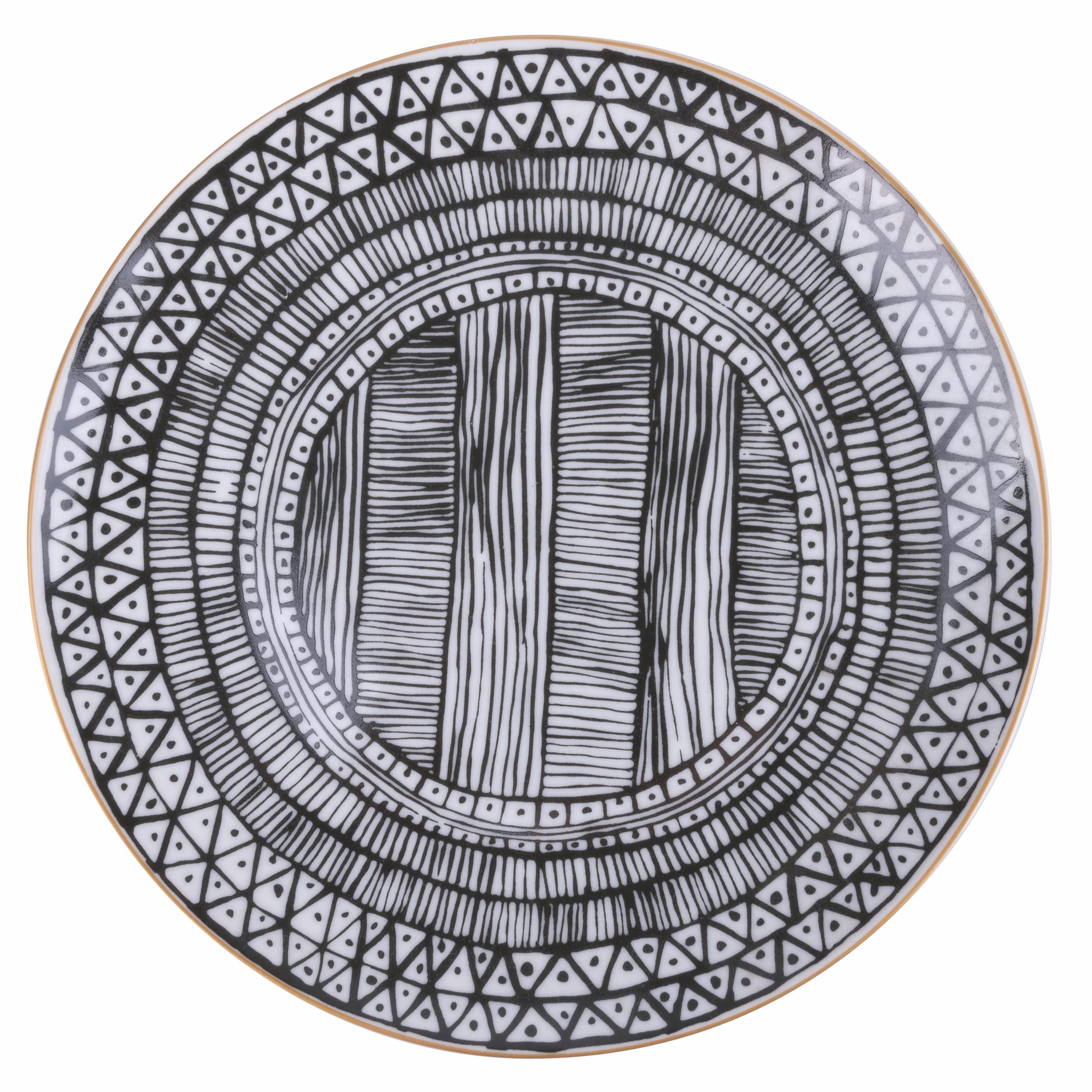 Villa d'Este Home Tivoli 6-Piece Masai Black Porcelain Fruit Plate Set - Elegant Appetizer & Dessert Dishes for Dinner Parties, Tea Time & Home Decor