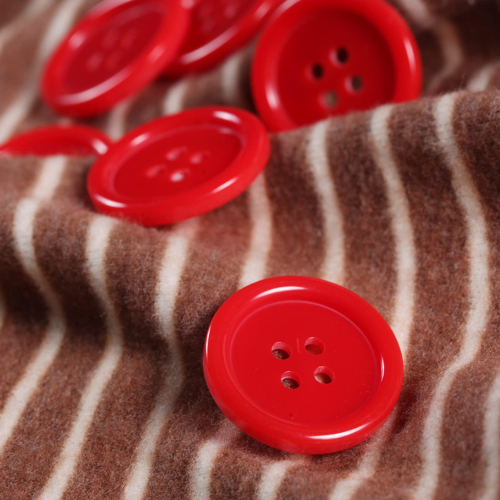 60pcs 1 Inch (25mm) Red Plastic Resin Sewing Buttons - 4 Hole Flatback Large Buttons for DIY Crafts, Clothing, and Home Decor | Perfect for Sewing Projects, Scrapbooking, and Handmade Accessories