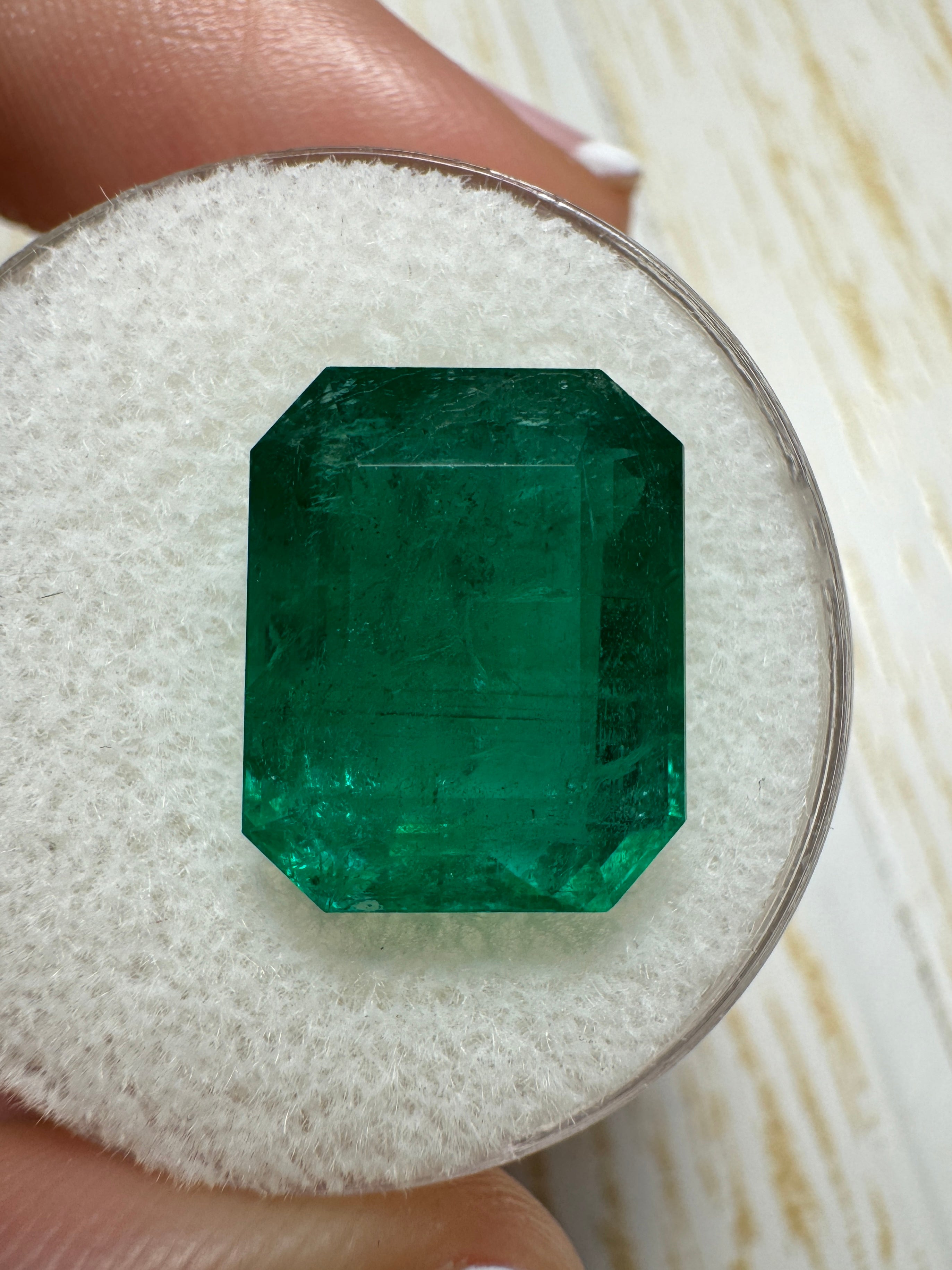 8.60 Carat 13.5x11mm Deep Green Emerald Cut Loose Zambian Emerald Gemstone for Jewelry Making - Engagement Rings, Pendants & Earrings