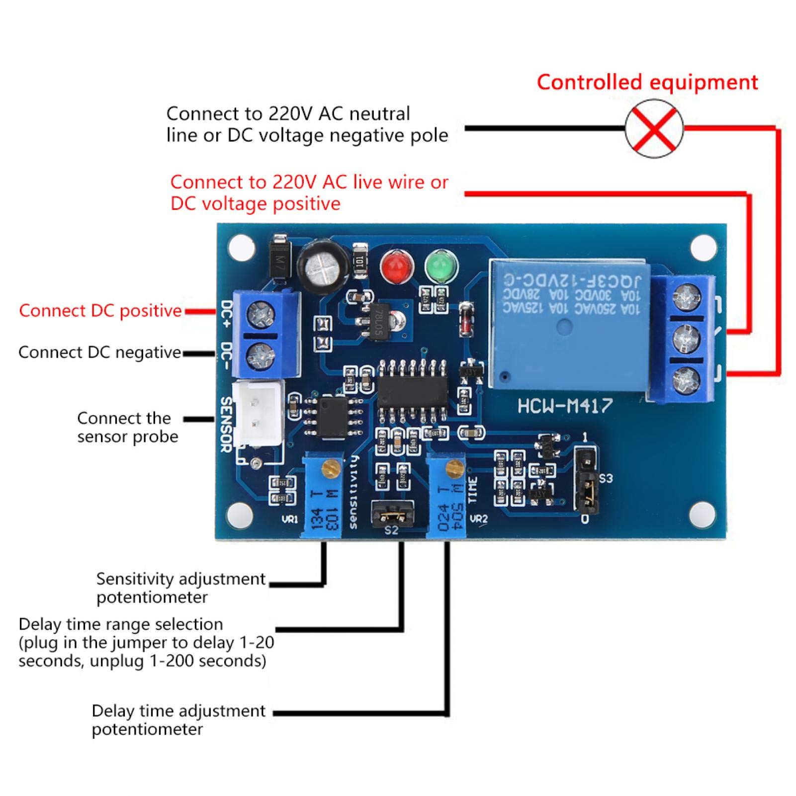 XH-M131 Photoresistor Relay Sensor Module - 12V Light Detection Sensor with LED Control & Adjustable Delay Switch for Home Automation, Garden Lighting, and DIY Electronics Projects