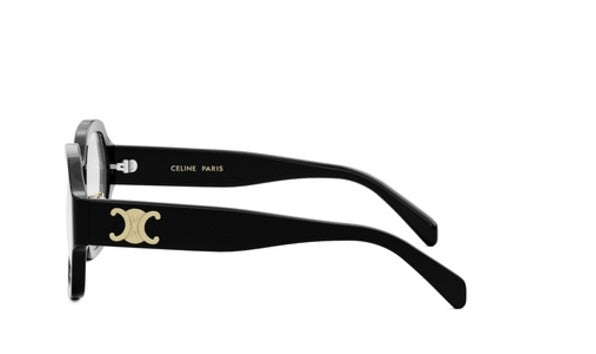 Celine TRIOMPHE CL50134F 001 Shiny Black Geometric Women's Eyeglasses | Designer Sunglasses for Women | Fashionable & UV Protection | Perfect for Office, Driving & Everyday Wear