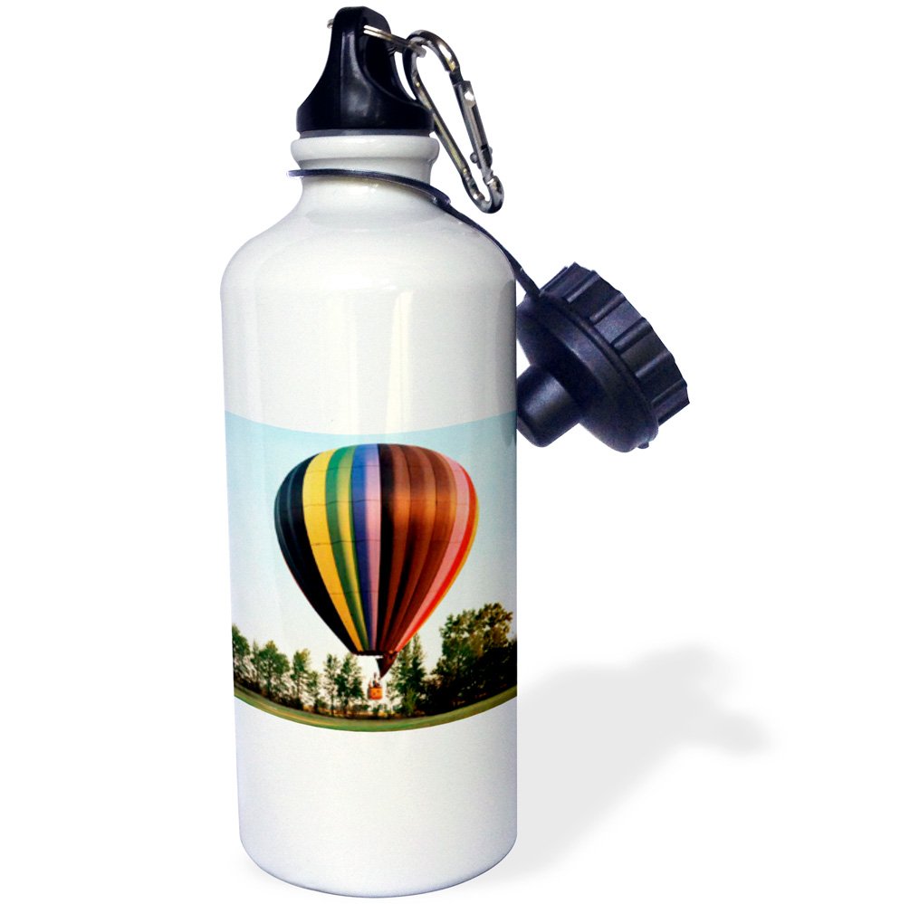3D Rose Hot Air Balloon Sports Water Bottle - 21 oz Insulated Stainless Steel Bottle with Leak-Proof Lid - Perfect for Gym, Hiking & Outdoor Activities | White