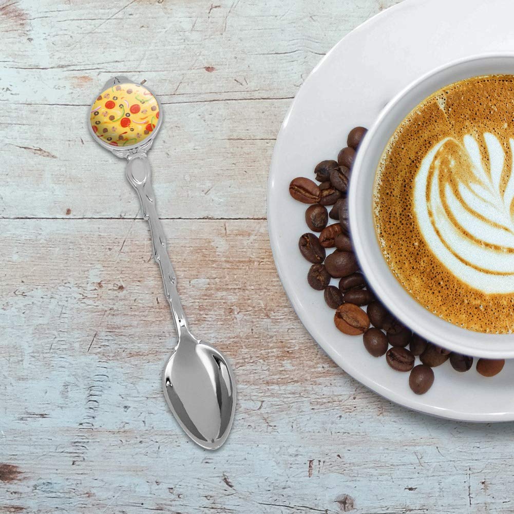Vintage Collectible Demitasse Spoon - Pizza Design with Pepperoni, Olives & Onions - Perfect for Tea, Coffee, and Unique Gift Giving