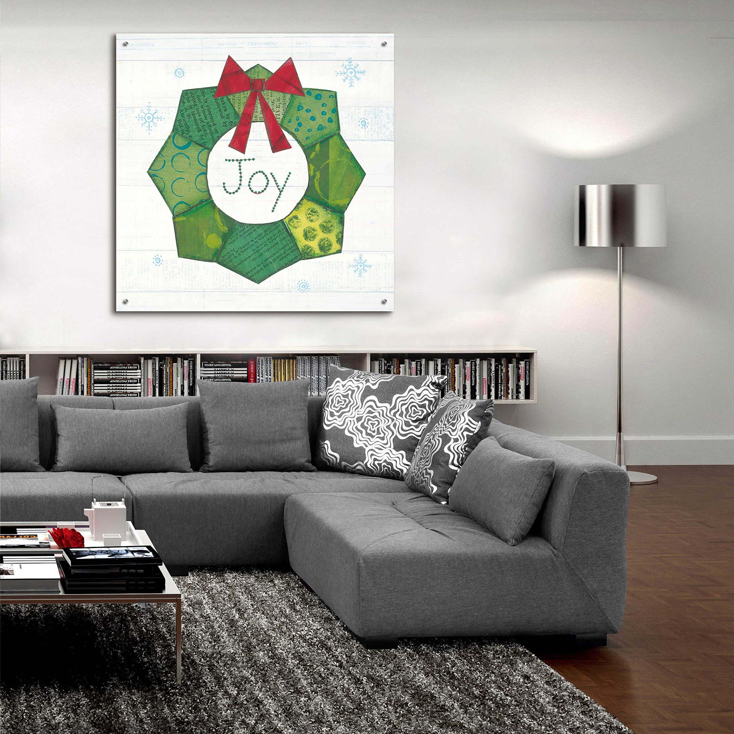 Epic Art 'Christmas Patchwork II' by Courtney Prahl - 36x36 Inch Acrylic Glass Wall Decor - Holiday Home Decoration for Living Room, Bedroom & Office