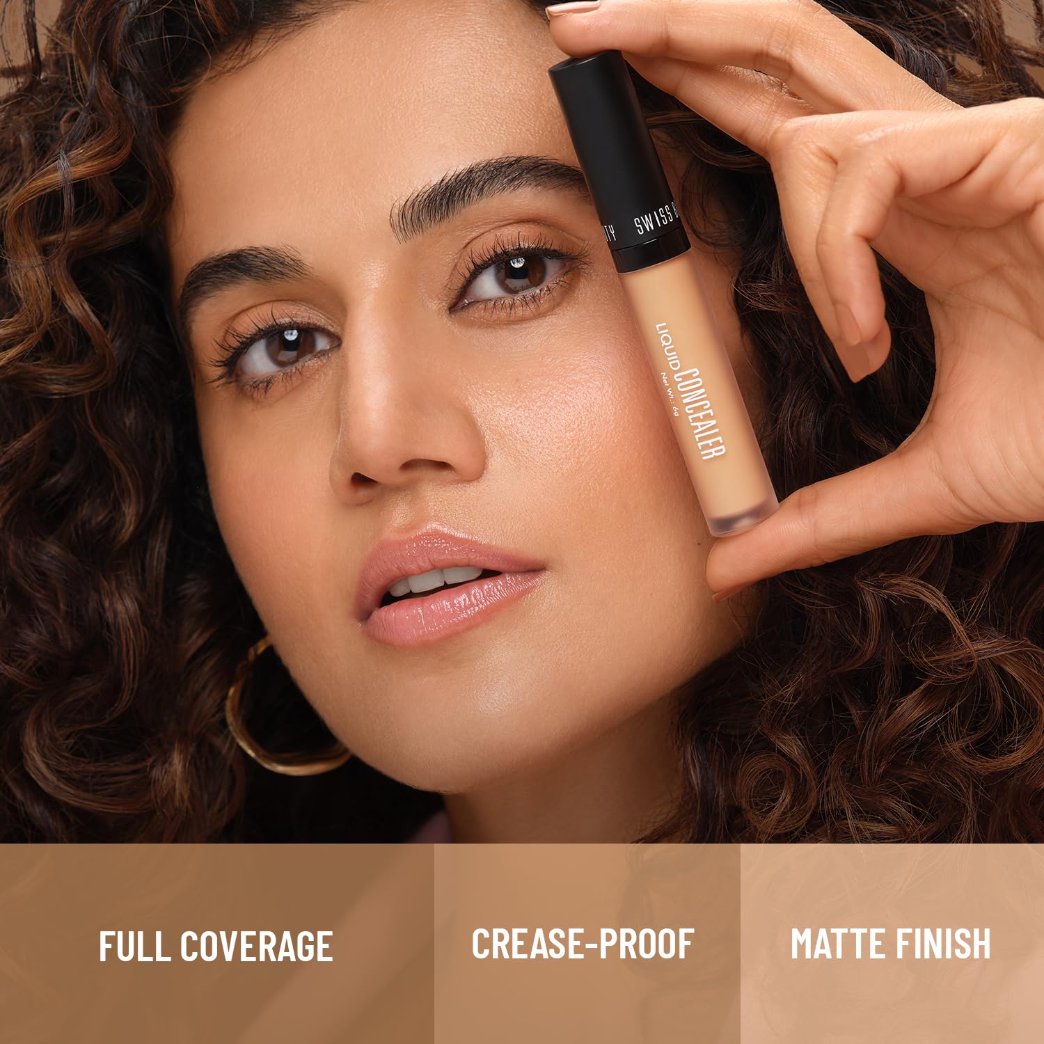 Swiss Beauty Full Coverage Liquid Concealer - Lightweight, Blendable, Matte Finish | Shade Light-Moyen (6g) | Perfect for Dark Circles, Blemishes & Contouring | Everyday Makeup & Professional Use