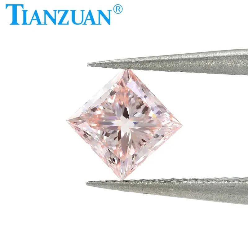 1.49CT VS1 Lab Grown Square CVD Diamond - 2EX Cut Fancy Pink Loose Gemstone Bead with GEMID Certification | Perfect for Engagement Rings, Wedding Bands & Fine Jewelry Making