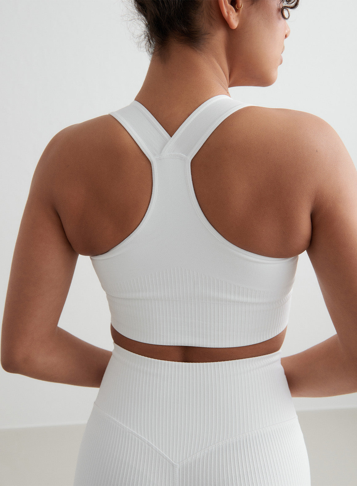 White High Support Ribbed Bra for Women - Comfortable & Breathable Underwire Sports Bra for Yoga, Running & Workouts