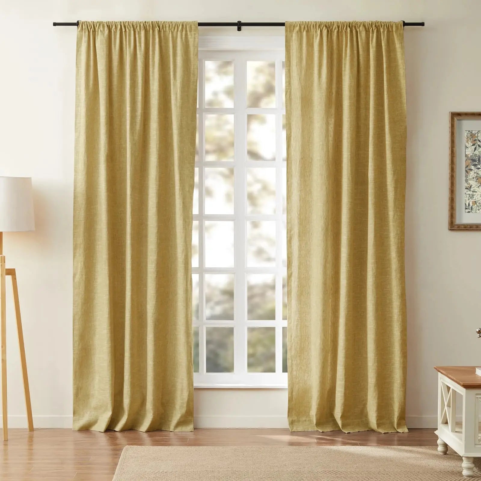 Luxury Linen Cotton Curtains - Soft Top Blackout Drapes for Living Room & Bedroom - Elegant Window Treatments for Home Decor