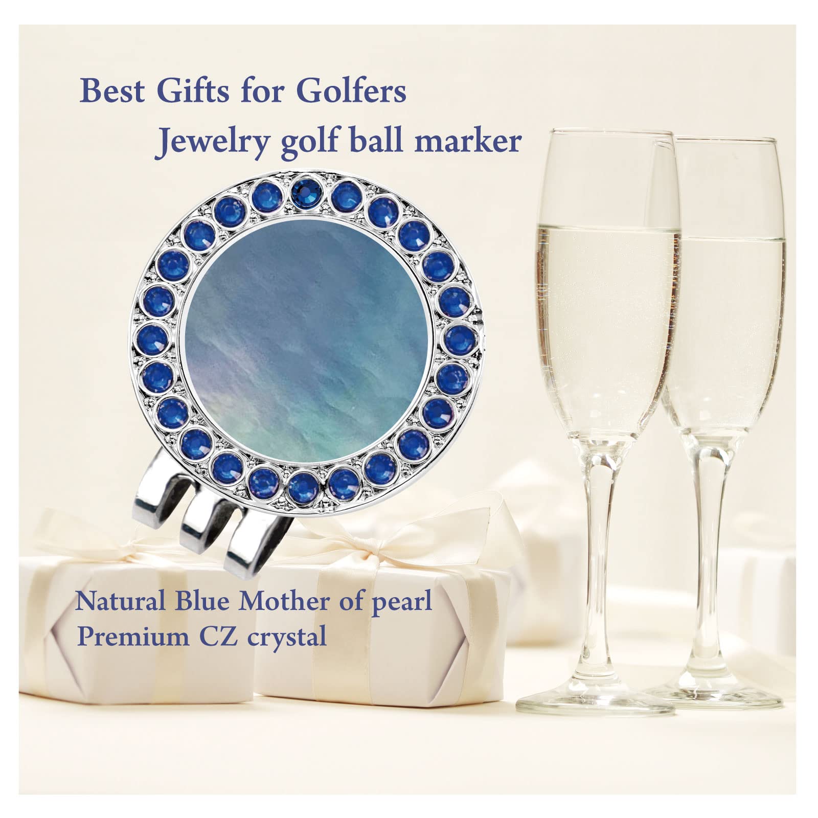 Premium Golf Ball Marker Hat Clip with Pearl Crystal - Stylish Golf Accessories & Unique Golf Gifts for Women - Perfect for On-Course Marking & Fashionable Golf Outfits