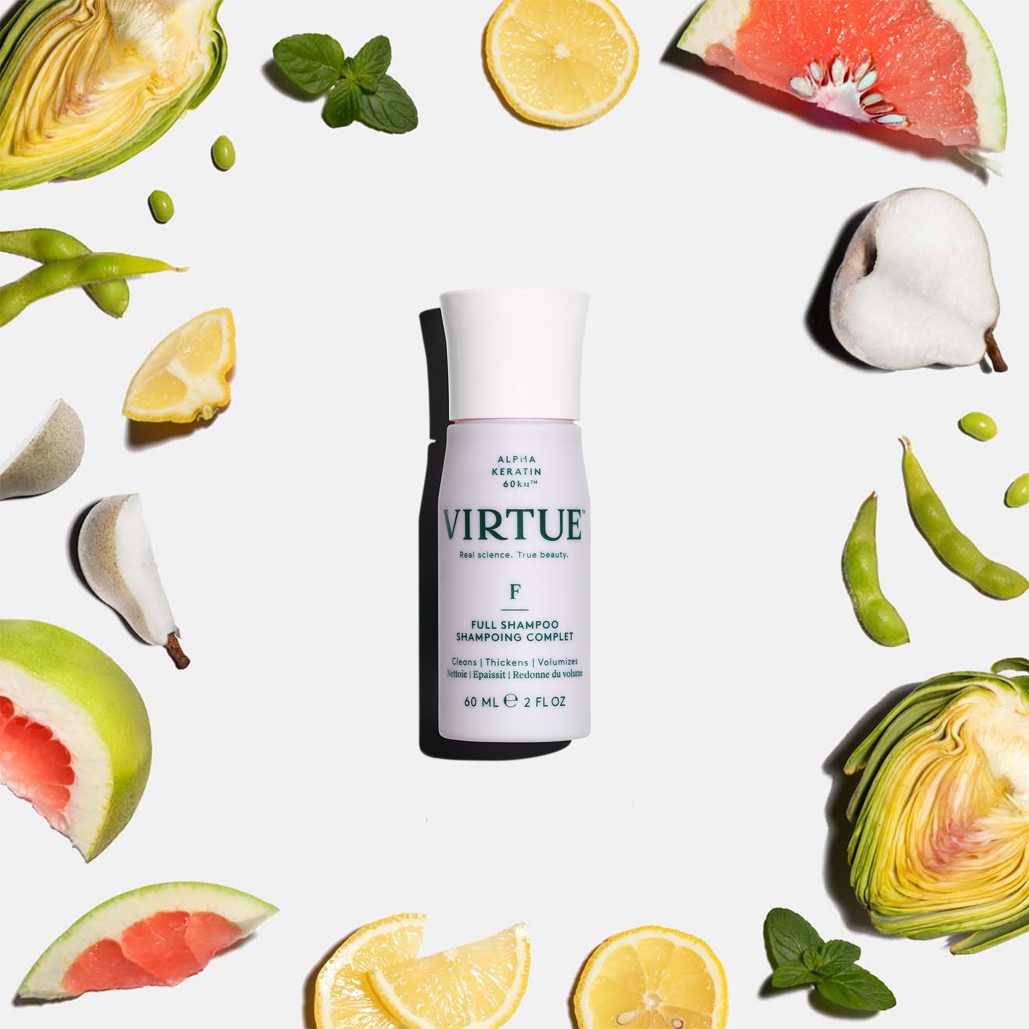 Virtue Full Shampoo for Thick & Voluminous Hair - Sulfate-Free Hair Growth Shampoo with Biotin & Keratin - Perfect for Daily Use at Home, Salon, or Travel