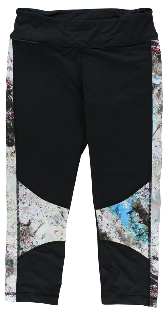 Alala Women's Blocked Crop Tights - High Waist Yoga Leggings with Color Block Design, Black/Multicolored - Perfect for Yoga, Gym Workouts & Running
