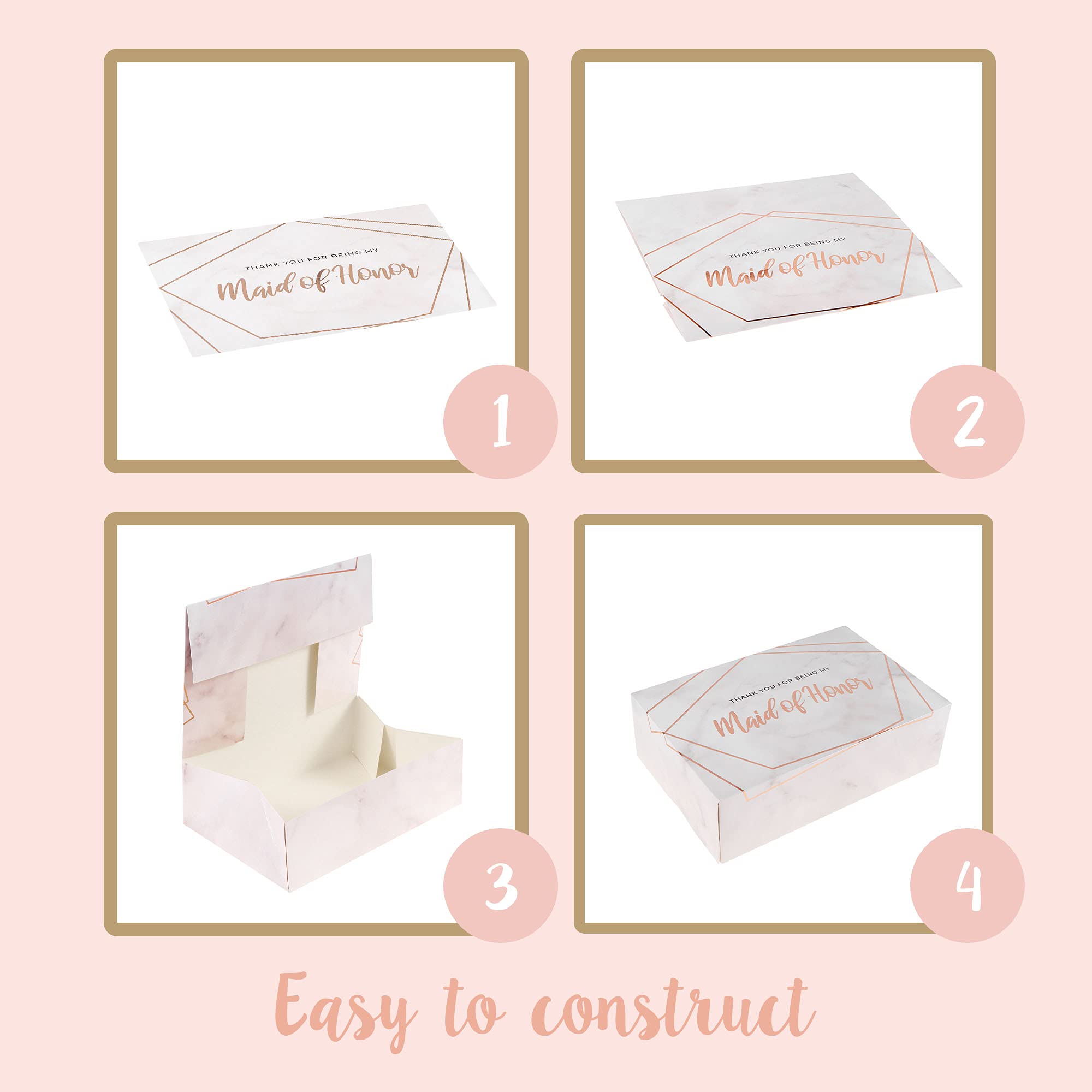 Elegant Maid of Honor Thank You Gift Box - Single Box with Marble Design & Gold Foil | Perfect Bridesmaid Appreciation Present for Wedding Party, Bachelorette & Bridal Shower