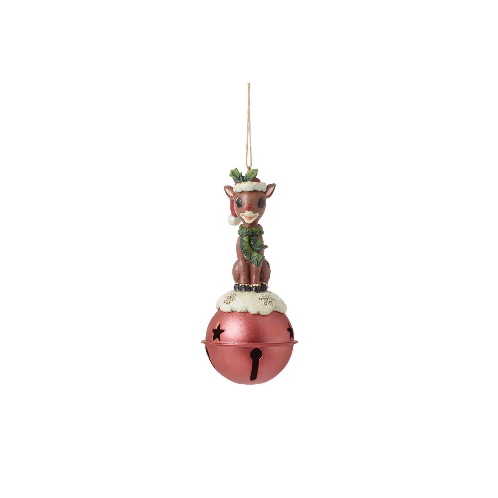 Rudolph Standing on Bell Handmade Ornament - Christmas Tree Decoration for Holiday Home Decor