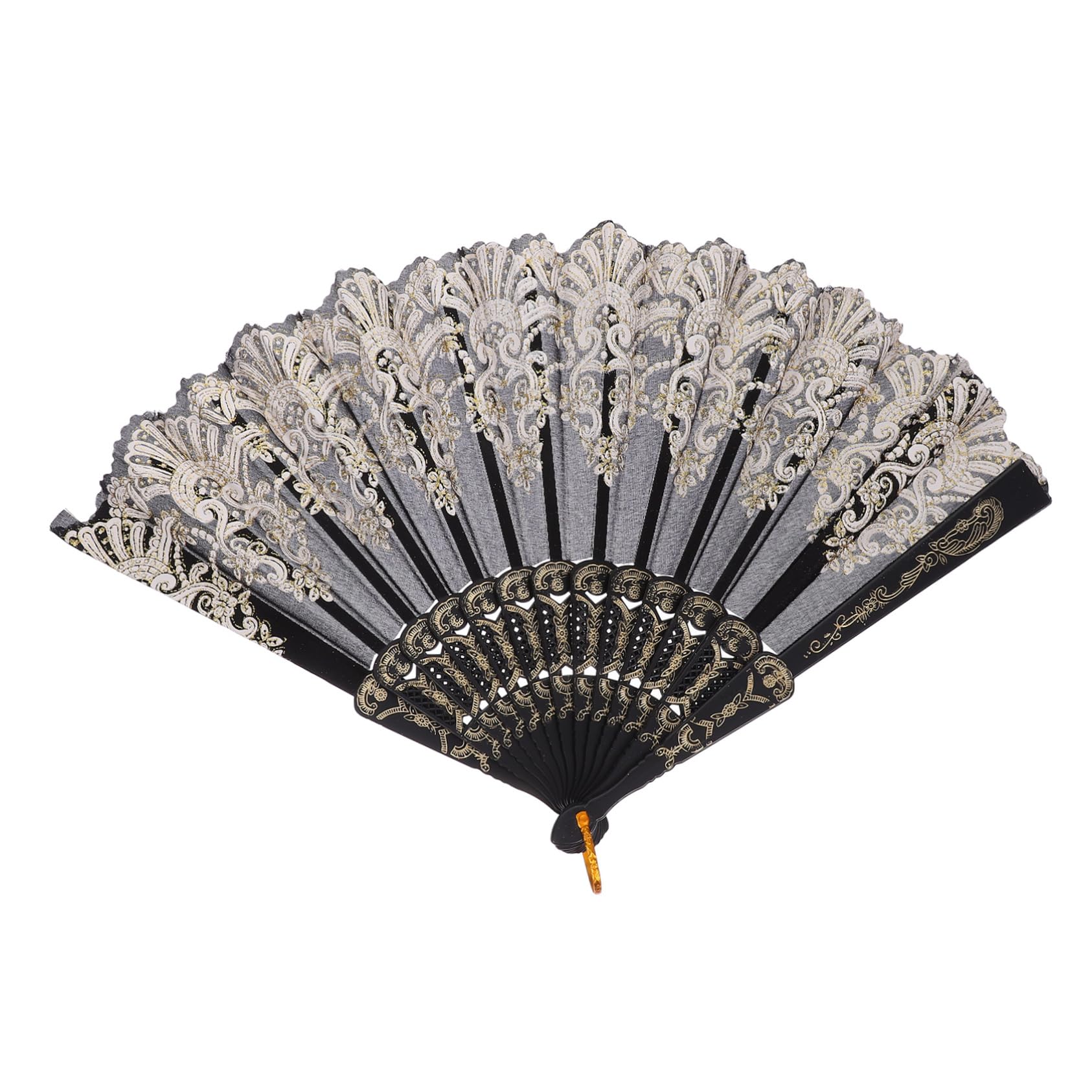 Elegant White Printed Hand Fan - Wedding Decor, Chinese Folding Fan with Floral Design, Portable Handheld Fan for Brides & Guests - Perfect for Weddings, Tea Parties & Summer Events