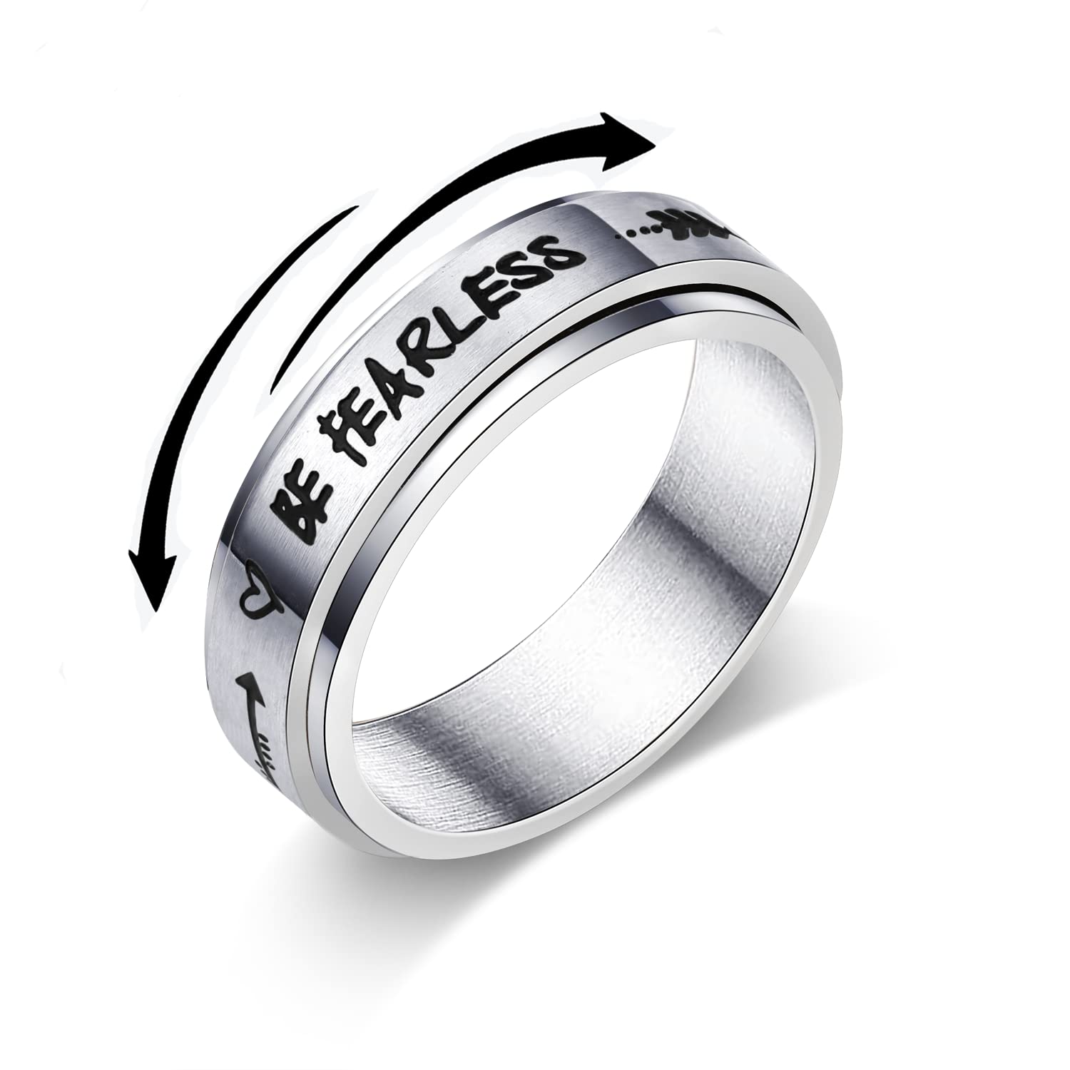 Stainless Steel Spinner Ring for Women & Men - Anxiety Relief Fidget Ring, Stress Relieving Therapy Jewelry, Inspirational 'I Am Enough' Promise Ring (Size 5-10) - Perfect for ADHD, Anxiety Management & Daily Wear