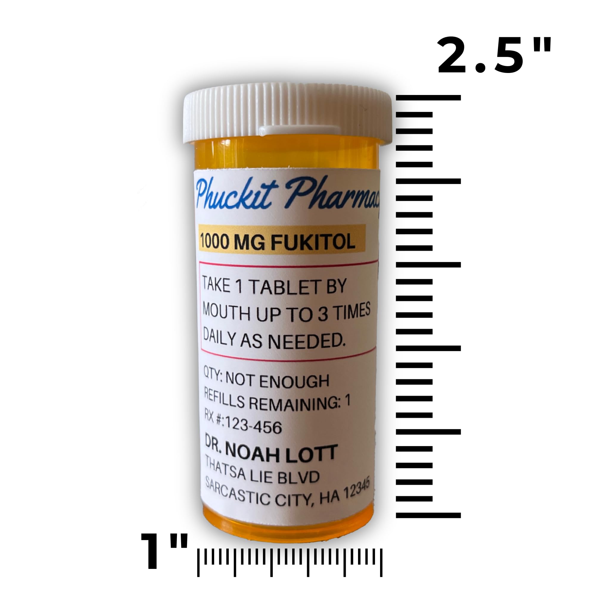 Funny Prank Gag Gift - Fukitol Pill Bottle Joke for Men, Women, Boyfriend, Girlfriend - Perfect for April Fools Day, Valentine's Day & Birthdays - Hilarious Novelty Present for Dad, Uncle - Great for Office Pranks, White Elephant Gifts & Party Surprises