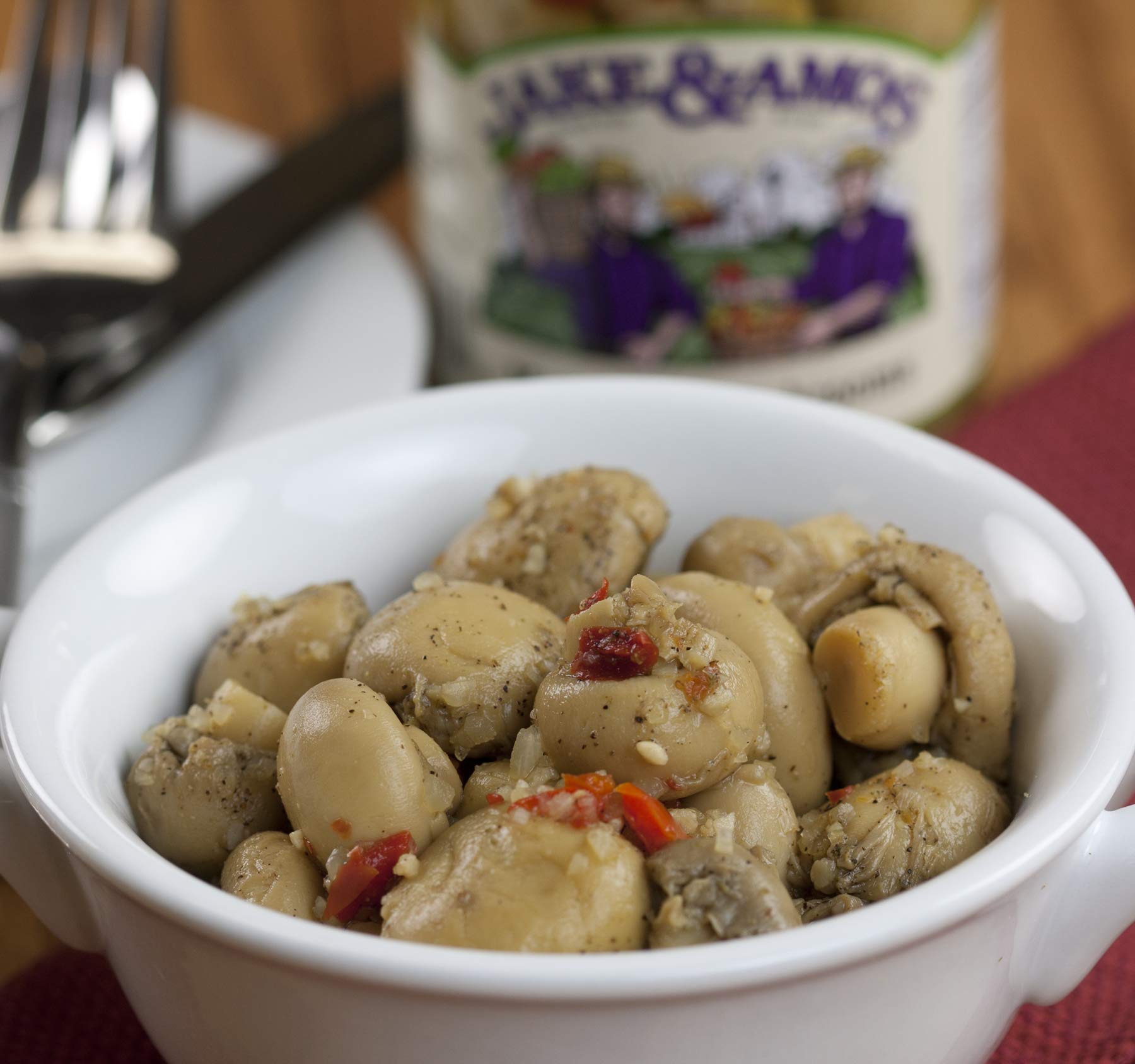 Jake & Amos Marinated Mushrooms - 2 Pack (32 oz Quart Jars) - Gourmet Italian-Style Mushrooms for Salads, Charcuterie Boards & Antipasto Platters