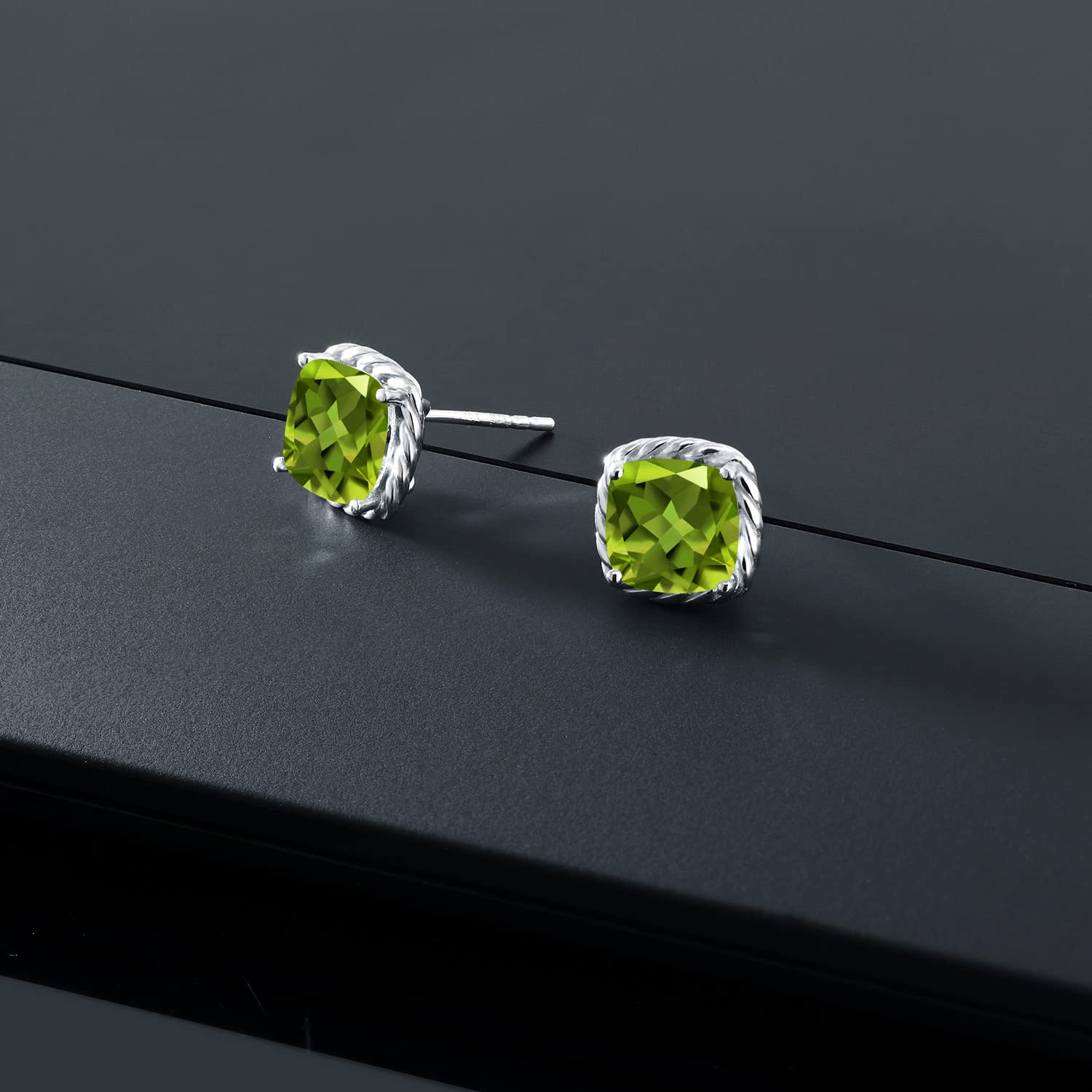 10K White Gold 7MM Cushion Cut Birthstone Stud Earrings for Women & Men | Gemstone Jewelry Gifts for Mom, Wife, Her | Fine Jewelry for Everyday Wear & Special Occasions