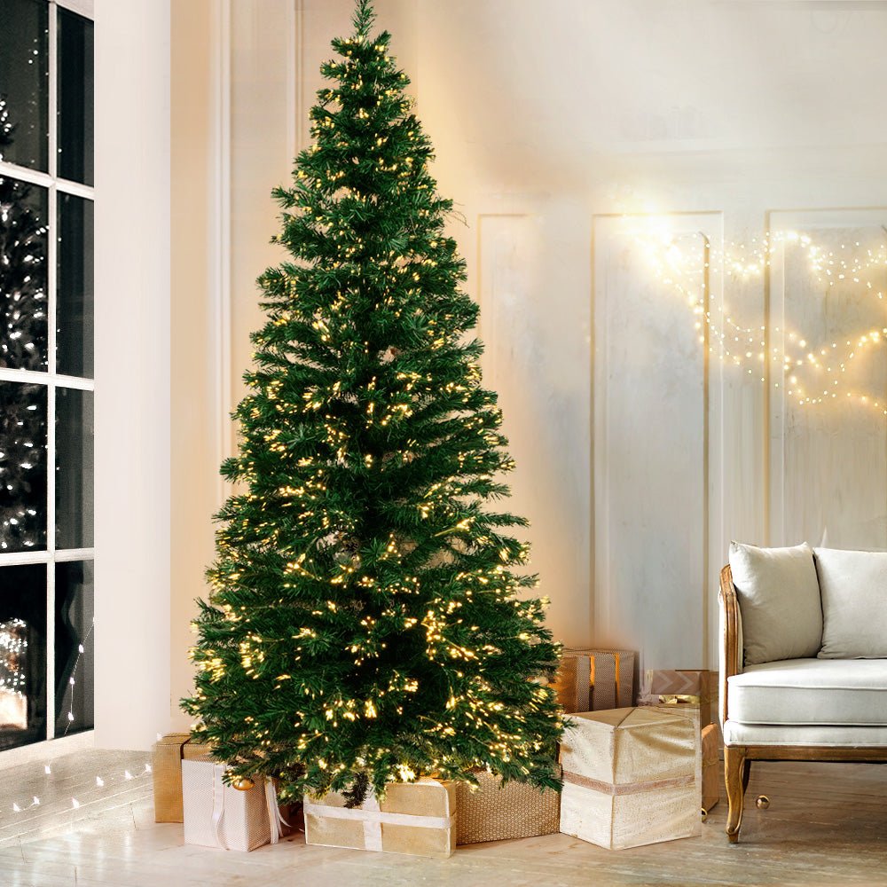1.8M LED Christmas Tree with Warm White Fiber Optic Lights - Perfect for Holiday Home Decor, Office, and Party Celebrations