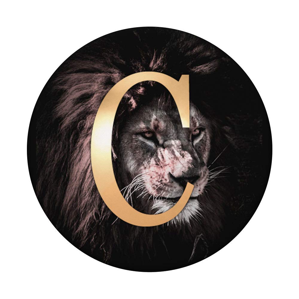 Light Golden Letter C Grip - Swappable PopGrip with Lion Design for Phones & Tablets - Perfect for Daily Use, Travel, and Personalized Style