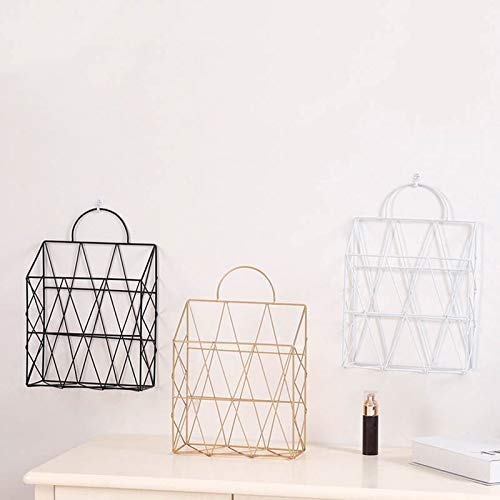 1 Pcs White Metal Wall Mounted Hanging Magazine Holder - Portable Newspaper Storage Basket, Bookshelf & Storage Rack for Bathroom, Living Room, Office & Bedroom Organization
