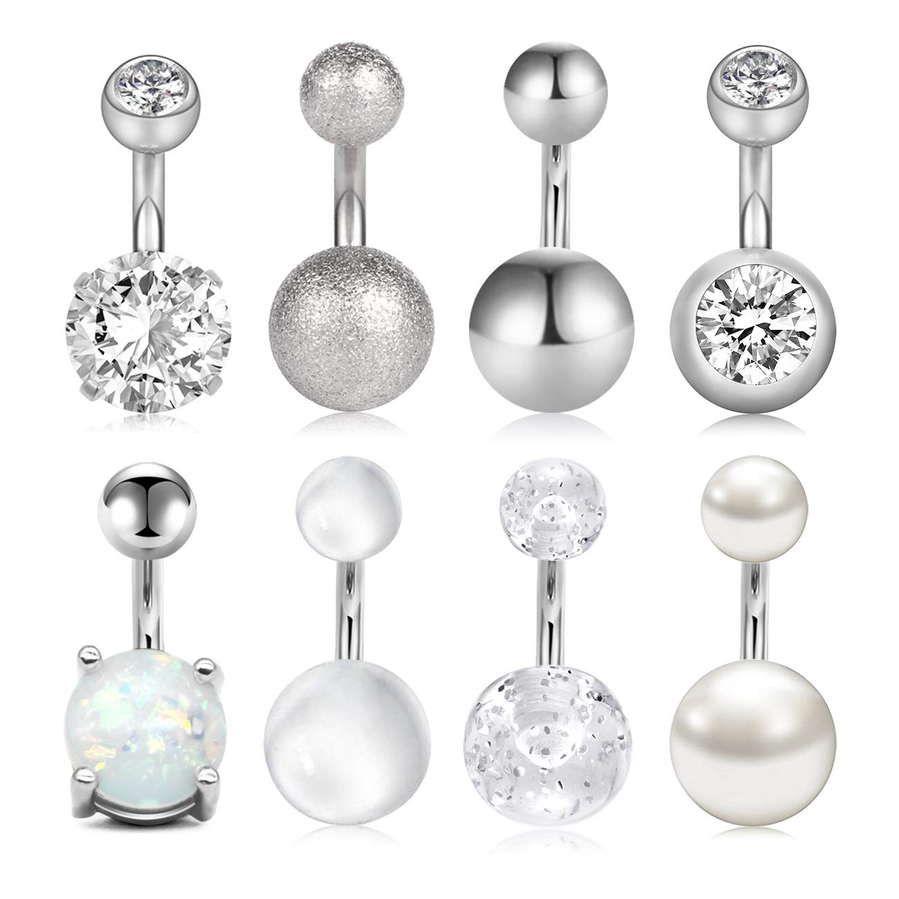 AceFun 14G 6mm 10mm Stainless Steel Belly Ring - Navel Piercing Jewelry for Women | Hypoallergenic Body Jewelry for Everyday Wear & Special Occasions