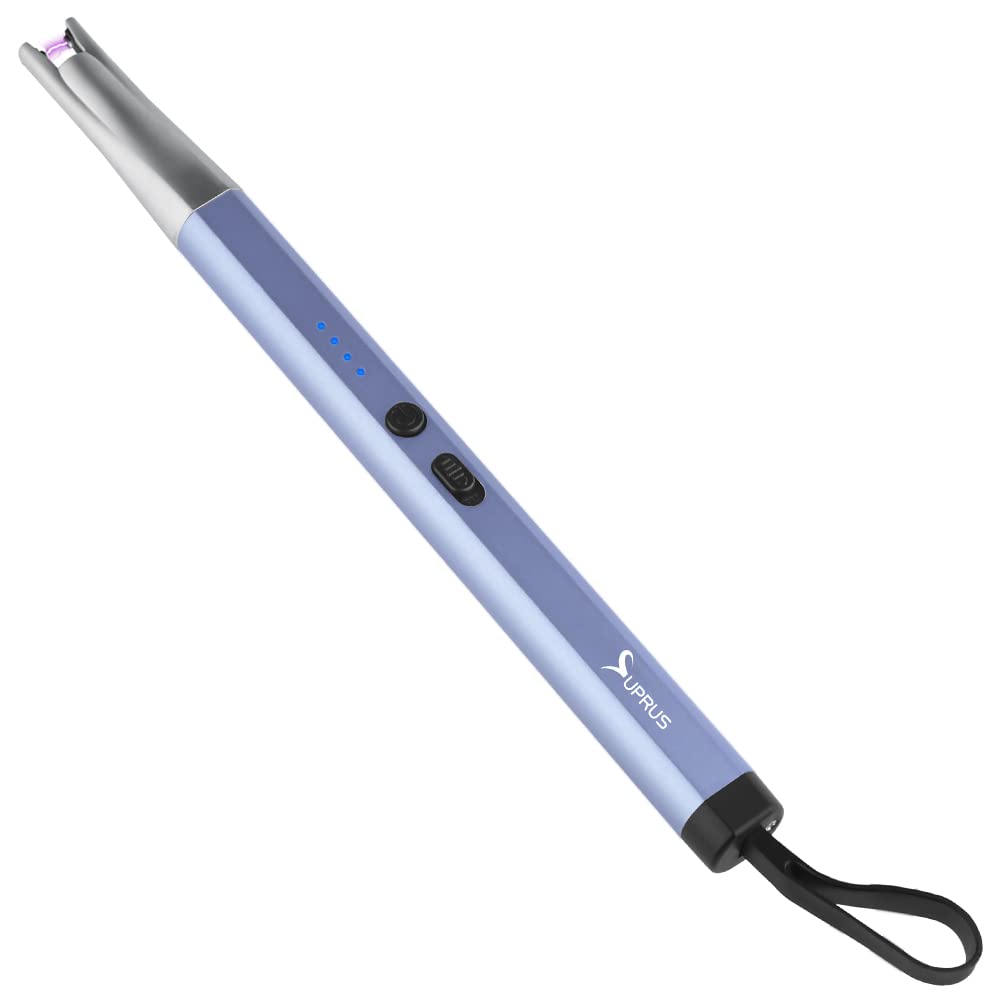 SUPRUS USB Rechargeable Arc Lighter - Windproof Flameless Plasma Lighter for Home, Kitchen & BBQ (Blue)