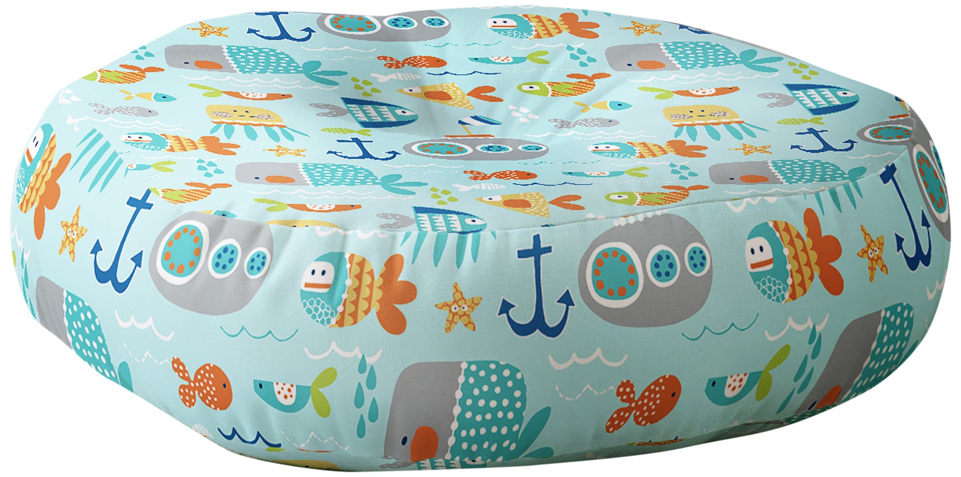 Deny Designs Wendy Kendall Floor Pillow - Ocean Sealife Theme, Soft Round Floor Cushion for Living Room, Bedroom, or Kids Play Area - Perfect for Lounging, Reading, and Relaxing