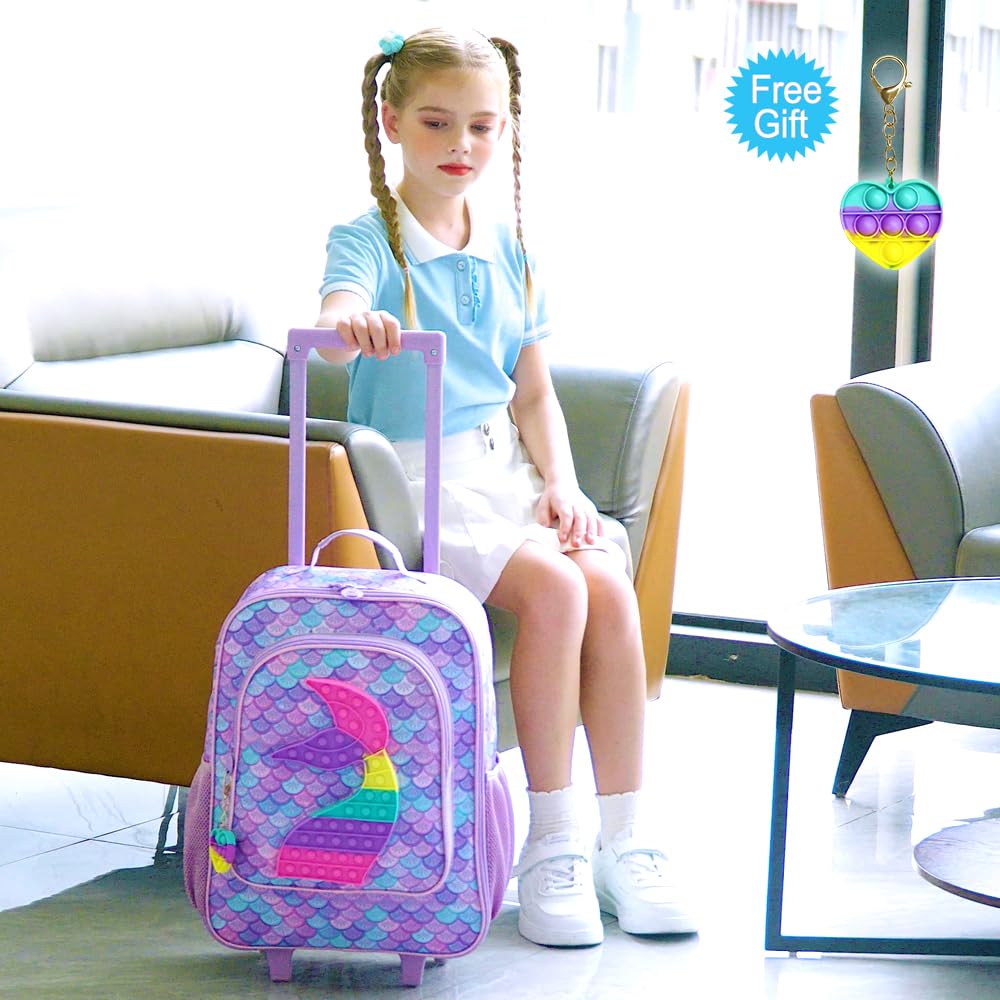AGSDON Kids Luggage with Rolling Wheels - Cute Travel Suitcase for Boys & Girls, Toddler Carry-On Bag for Airplane, Road Trips & Family Vacations