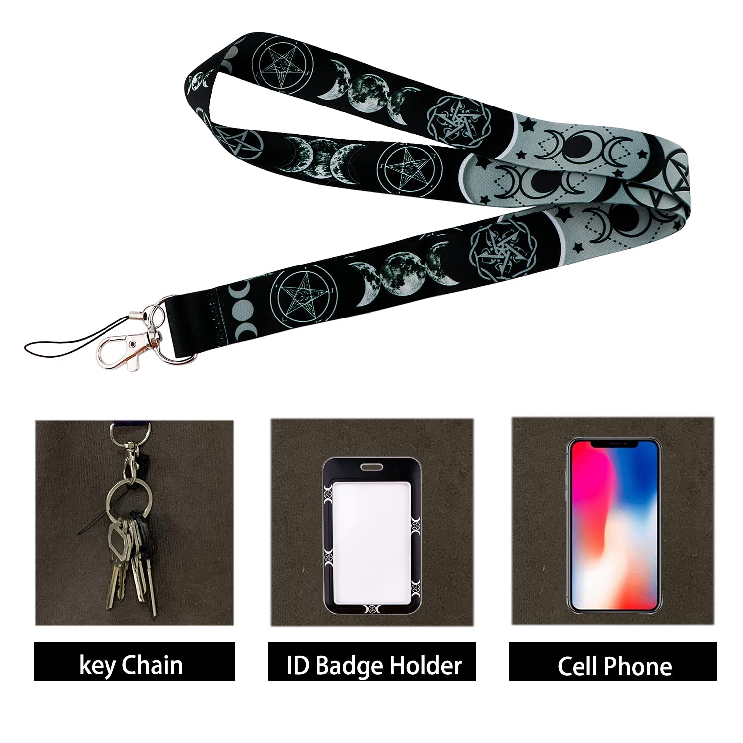 Premium Black Vertical ID Lanyard Badge Holder for Women & Men - Secure Key Card Holder & Keychain Accessory for Work, School, Events & Travel