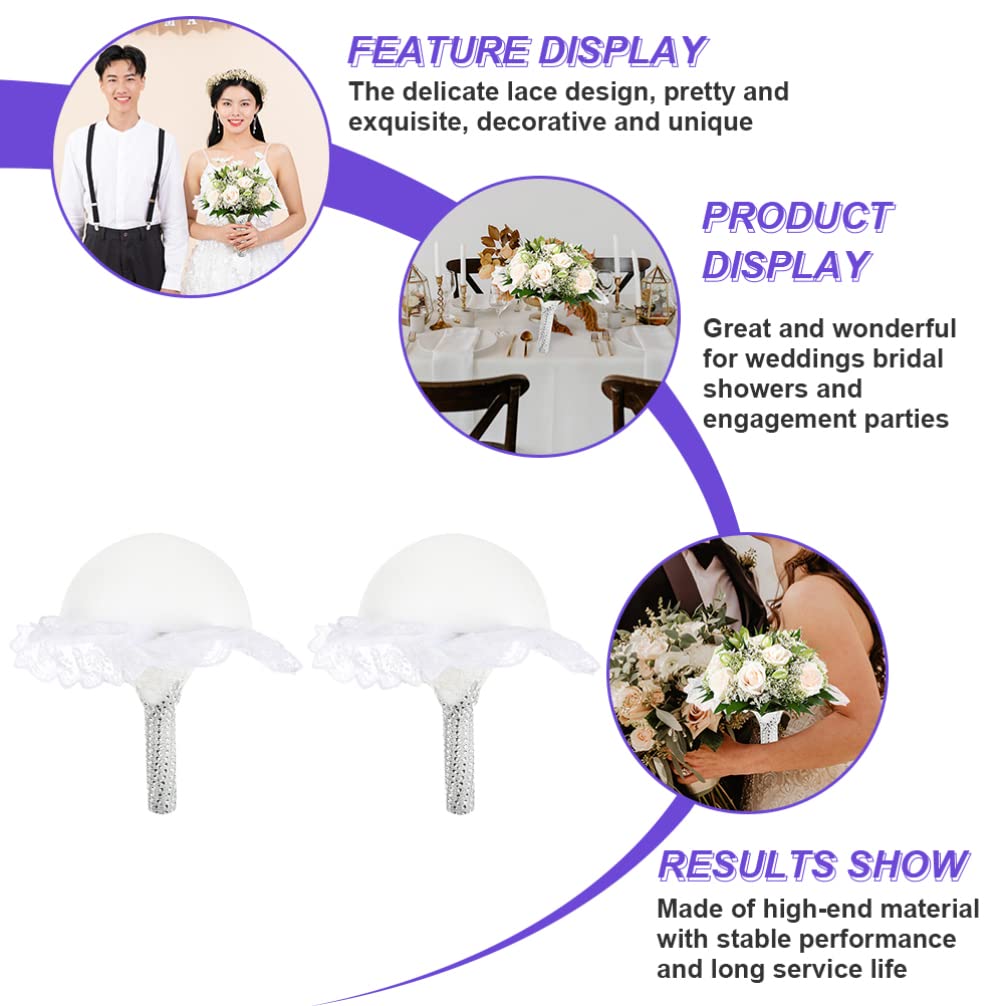 2pcs Bouquet Holder for Bridal Flowers - Wedding Bouquet Holder with Floral Foam - Handheld Flower Decoration for Artificial & Fresh Flowers - Perfect for Weddings, Bridal Showers & DIY Floral Arrangements