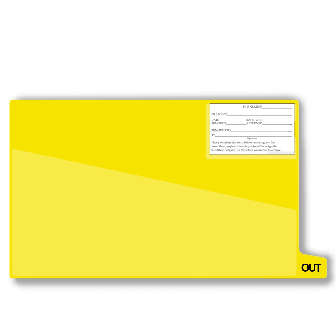 Vinyl File Folders with Diagonal Cut Front Pocket & Top Slip Pocket - Legal Size 9x16 Inches, Yellow (50/Box) - Perfect for Office Organization, Medical Records & Legal Documents