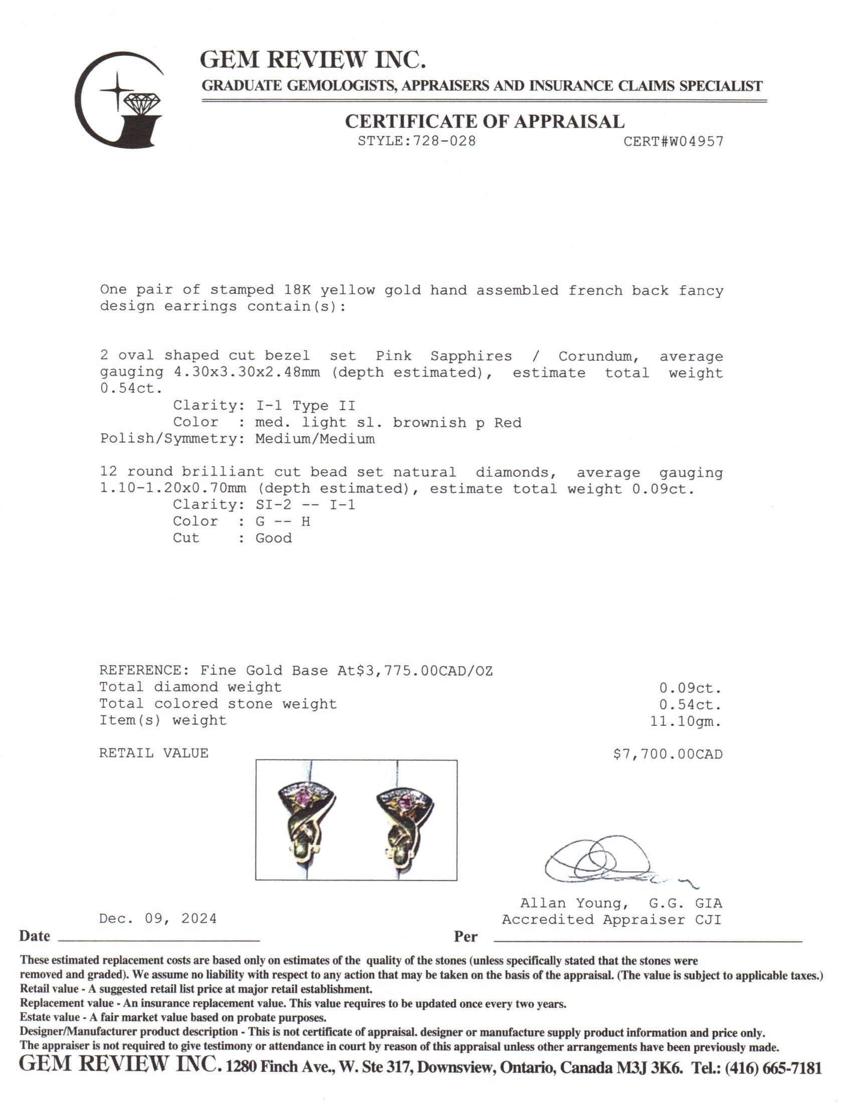 18K Yellow Gold Pink Sapphire & Diamond Stud Earrings | 0.54ctw Sapphire & 0.09ctw Diamond | Elegant Jewelry Gift for Women, Anniversary, Birthday, Valentine's Day