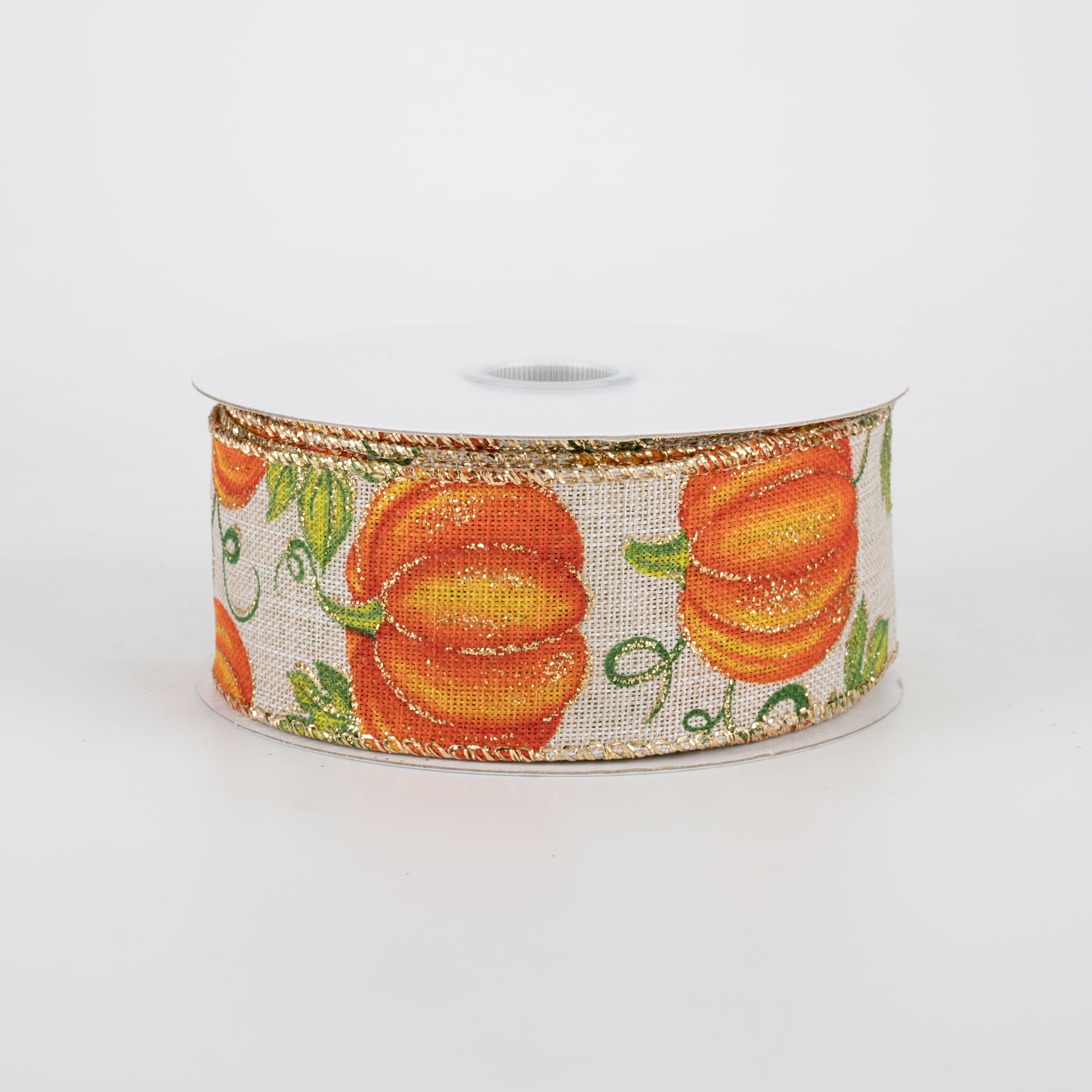1.5 Inch Glitter Orange Pumpkin Ribbon - Natural Cotton Fabric for Fall Crafts, Halloween Decorations, Gift Wrapping (10 Yards) - Perfect for DIY Projects, Seasonal Home Decor, and Party Supplies