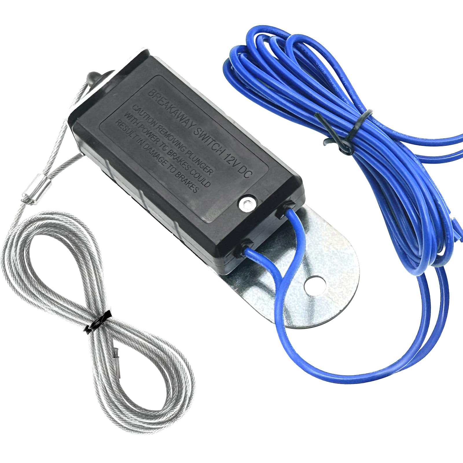 Trailer Breakaway Switch with 4FT Coiled Cable - Electric Brake Switch for RV Towing & Travel Trailers | Heavy-Duty Wire Rope Safety Device | Perfect for Emergency Braking During Towing & Camping Trips