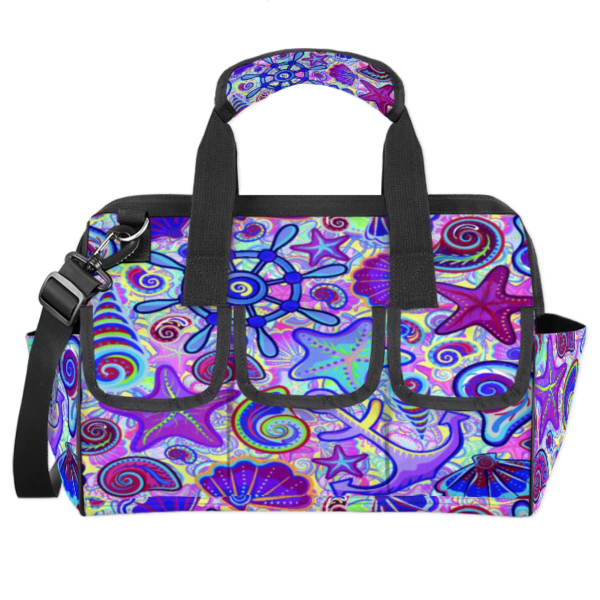 Heavy Duty Waterproof Marine Tool Bag with Multi-Pockets & Adjustable Shoulder Strap - Nautical Violet, Pink & Blue Colors for Men & Women - Perfect for Boat Maintenance, Construction Work & Outdoor DIY Projects