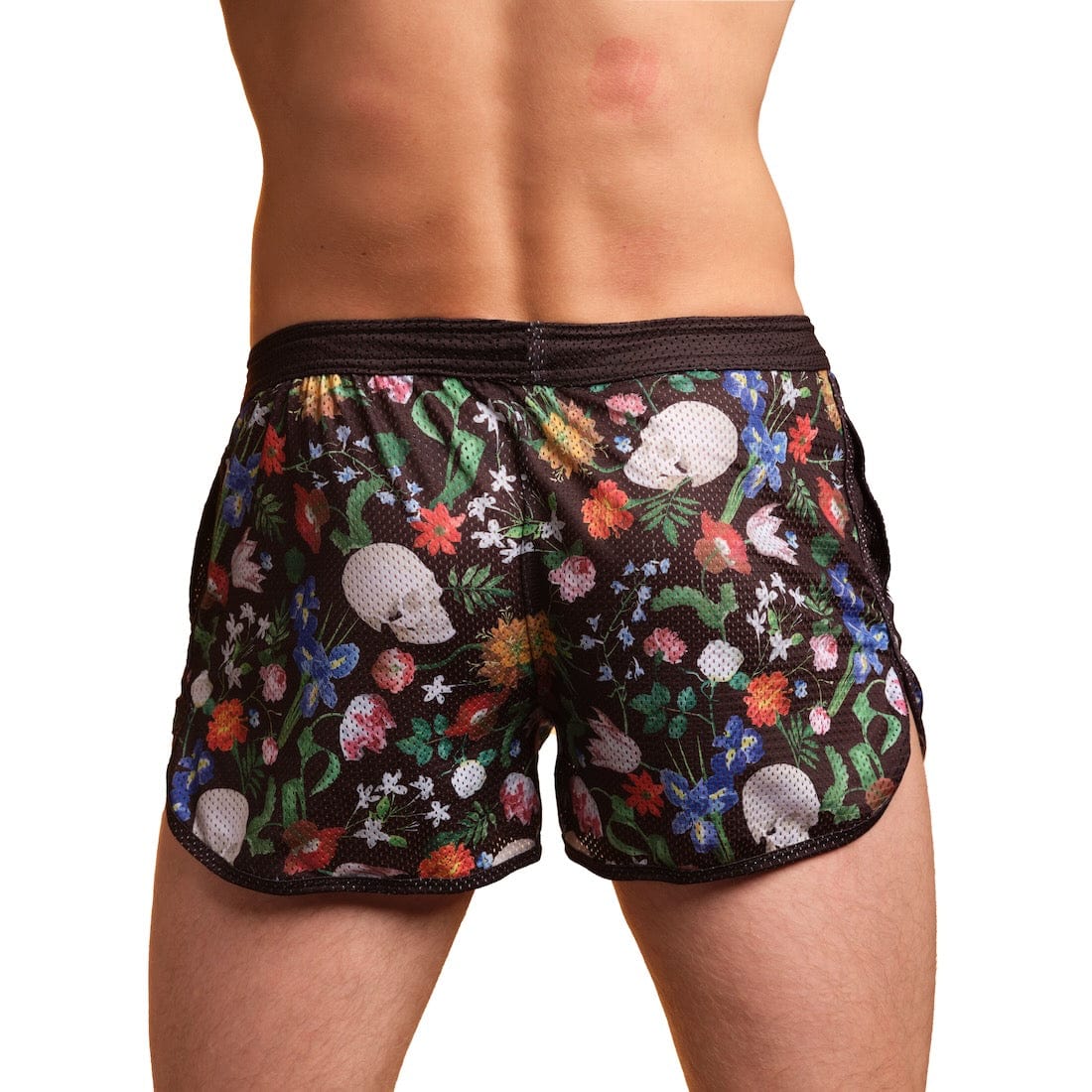 Hand Painted Dutch Floral Mesh Short Black - Elegant Women's Fashion Shorts for Casual Wear, Summer Outfits & Beach Vacations