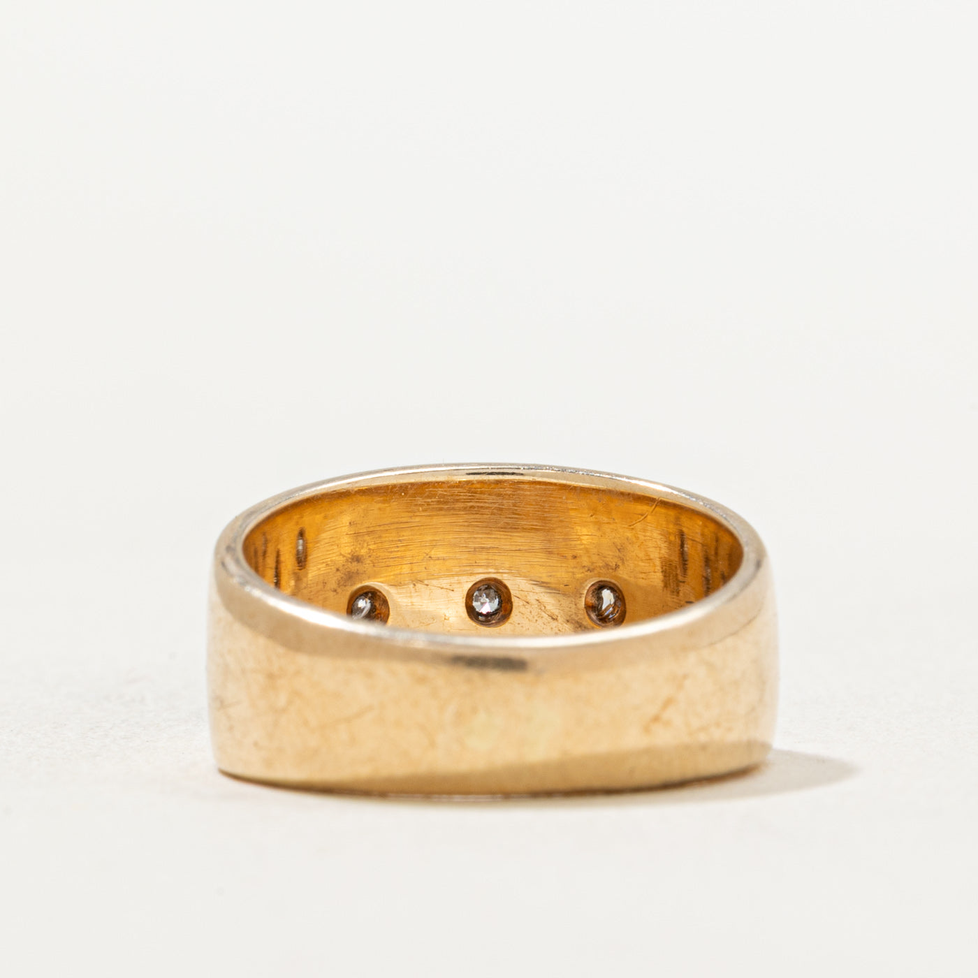 Three Stone Diamond Cigar Band Ring 0.03ctw Size 4.25 - Elegant Wedding Band, Anniversary Gift for Her, Perfect for Bridal Jewelry & Special Occasions