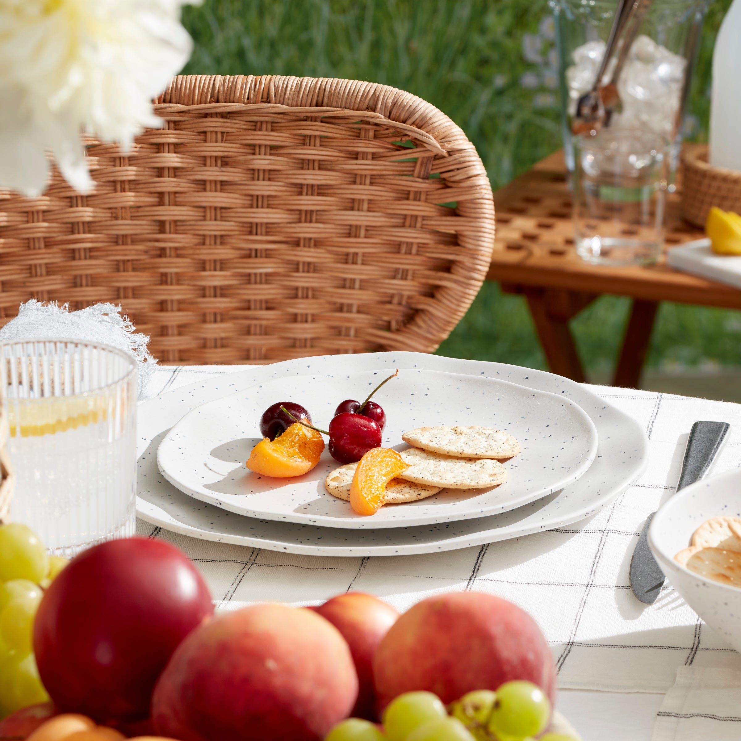 Stylish Terrazzo Melamine 12-Piece Dinnerware Set - Durable & Lightweight for Outdoor Dining, Picnics, and Everyday Use