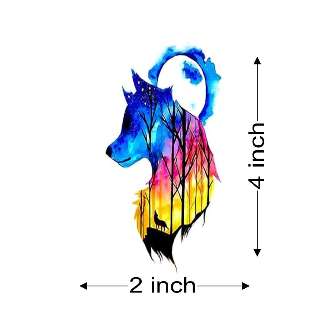 Dark Wolf Temporary Tattoo for Men & Women - Waterproof Fake Tattoo Stickers - Perfect for Halloween, Cosplay, Parties and Body Art