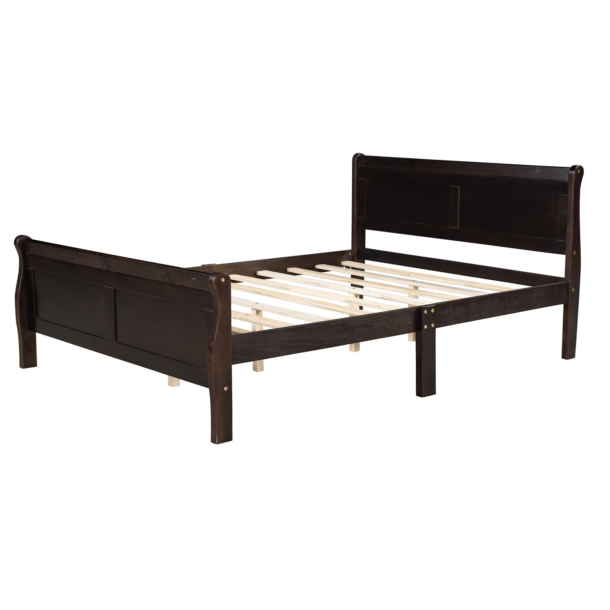 Harper & Bright Designs Queen Wood Platform Bed Frame with Headboard & Slats - No Box Spring Needed - Sturdy Support Legs for Bedroom, Guest Room & Dorm