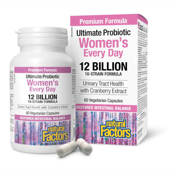 Natural Factors Women's Multi Probiotic 12 Billion CFU - 60 Veggie Caps for Digestive Health & Immune Support - Daily Probiotic Supplement for Women's Gut Balance & Wellness