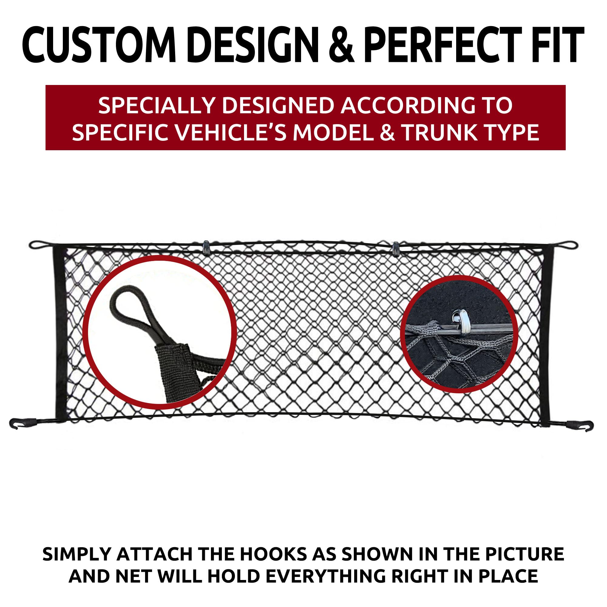 Premium Envelope Style Trunk Mesh Cargo Net for Toyota Camry 2012-2017 | Durable Car Storage Organizer | Universal Pickup Truck Bed Net | Perfect for Road Trips, Camping & Outdoor Adventures