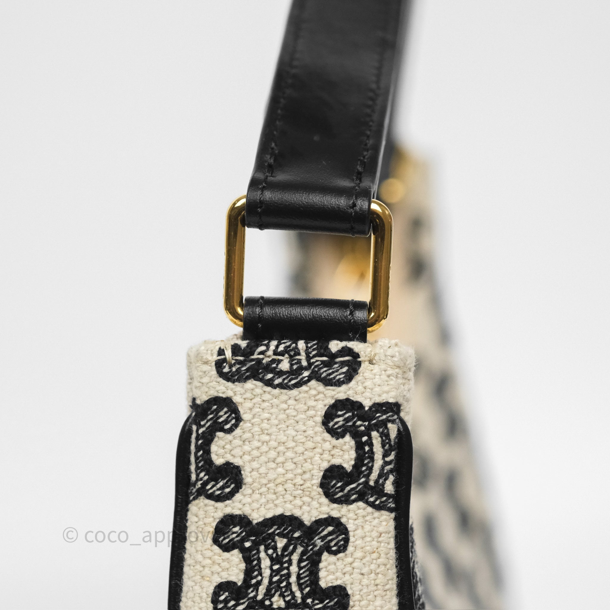 Celine Medium Ava Bag Triomphe Embroidered Black Natural Leather Crossbody Purse - Perfect for Work, Travel & Everyday Use