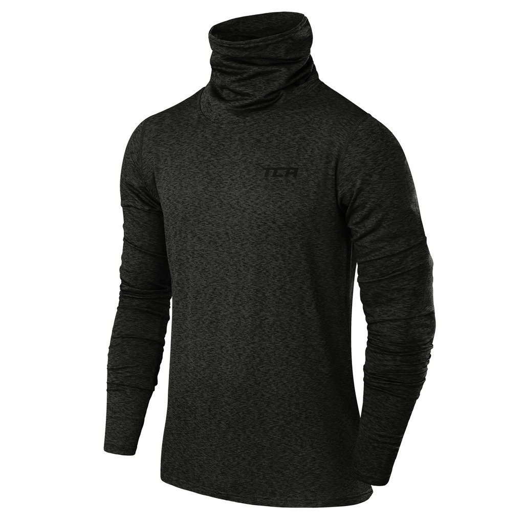 TCA Men's Thermal Running Shirt - Funnel Neck Warm-Up Top for Cold Weather Jogging & Outdoor Workouts