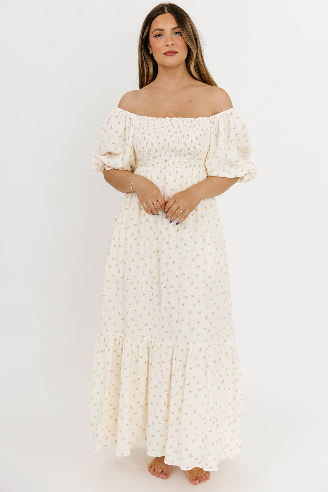 Livvy 100% Cotton Maxi Dress - Petite Pink Floral Print, Women's Summer Casual Flowy Long Dress for Beach, Vacation & Outdoor Activities