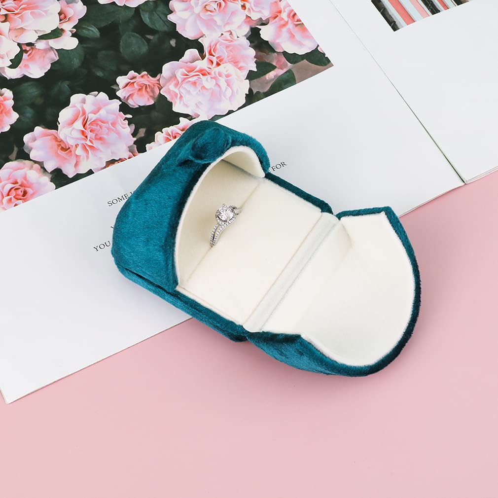 Premium Velvet Ring Box for Couple Proposal - Elegant Jewelry Gift Box for Engagement, Wedding, Christmas & Anniversary (Ring Not Included) - Perfect for Romantic Surprises & Jewelry Storage