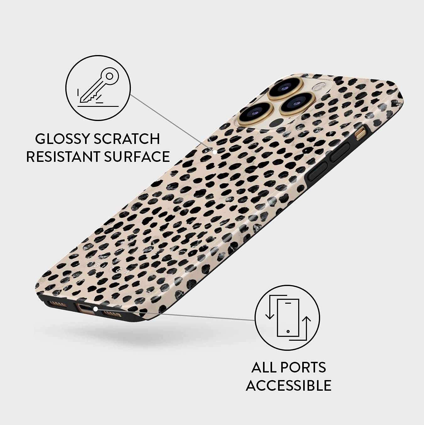 BURGA iPhone 13 PRO Case with Metal Ring Stand Holder - 360° Rotation, Shockproof, Heavy Duty, Fashionable Almond Latte Design for Girls - Perfect for Work, Travel, and Everyday Use