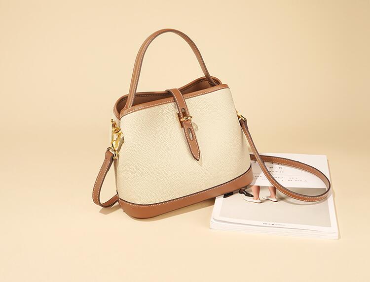 Stylish Mixed Color Women's Leather Tote Crossbody Handbag - Fashionable Shoulder Bag for Work, Travel & Everyday Use